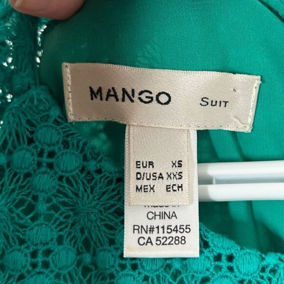 MANGO Lace Mini Dress Teal Green Cap Sleeve XS Work wear Business Casual Office - Picture 7 of 16